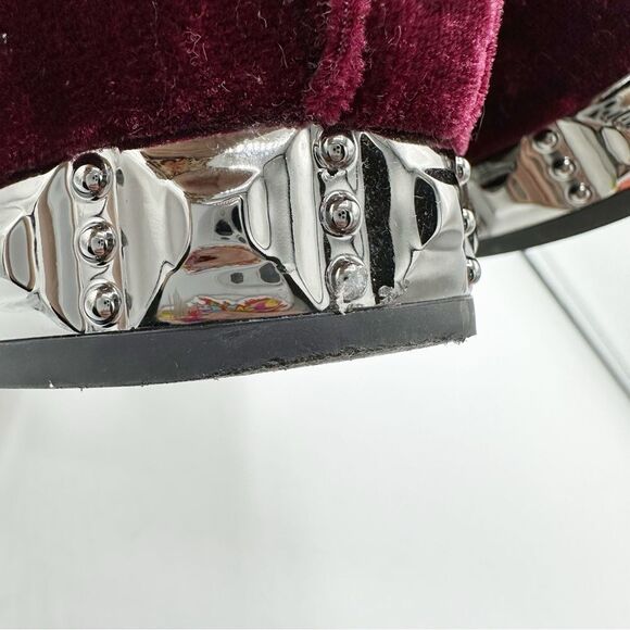 Franco Sarto Burgundy Velvet Flats w/Metallic Heel Holiday Festive 8 - Picture 7 of 14
